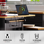53 in. Farmhouse Kitchen Island with Power Outlet & Stools product view 104