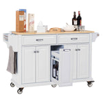 Rubberwood Drop-Leaf Kitchen Cart with 3 Drawers product view 8