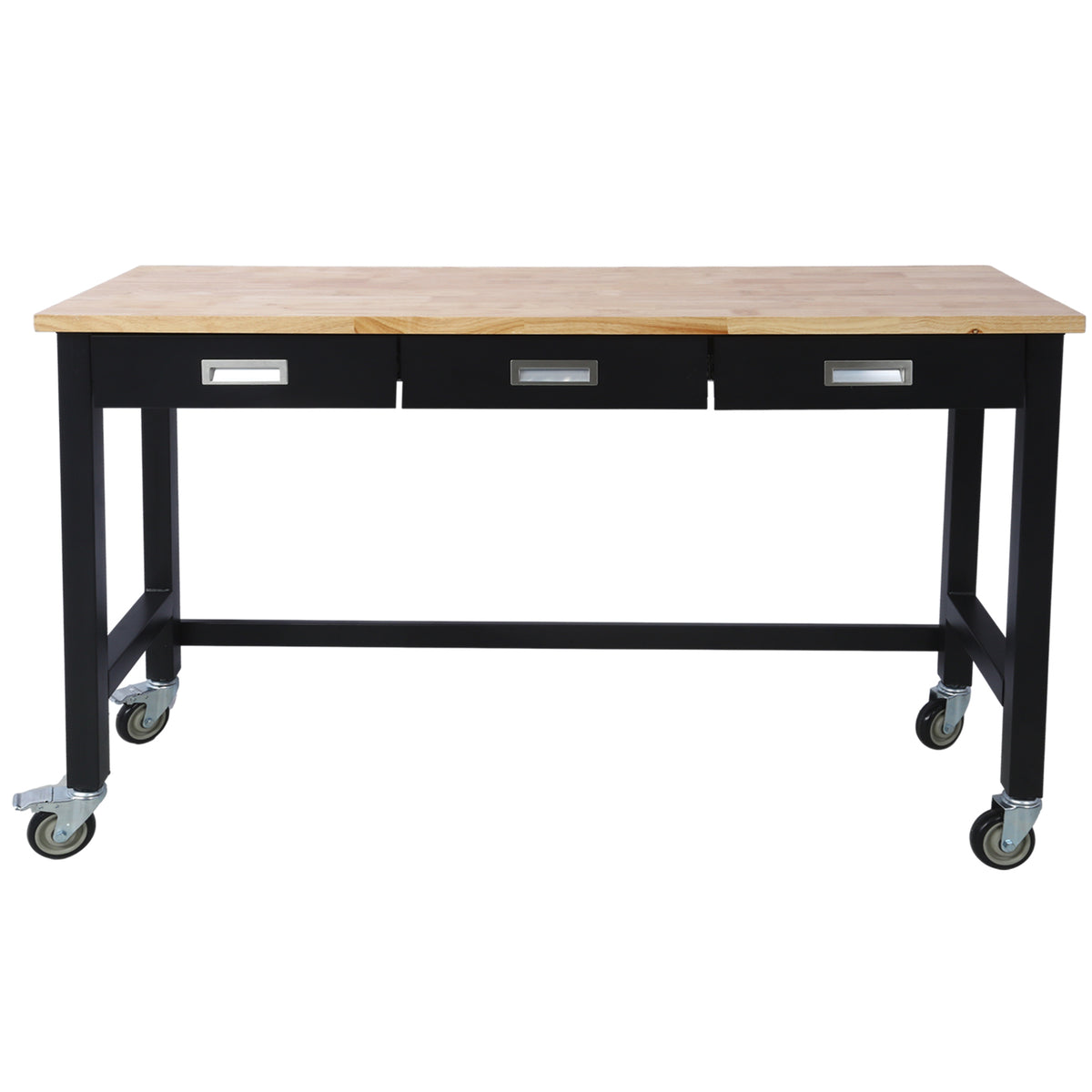 60" Rolling Bamboo Workbench with Drawer Storage for workshop, garage, storage, or utility use
