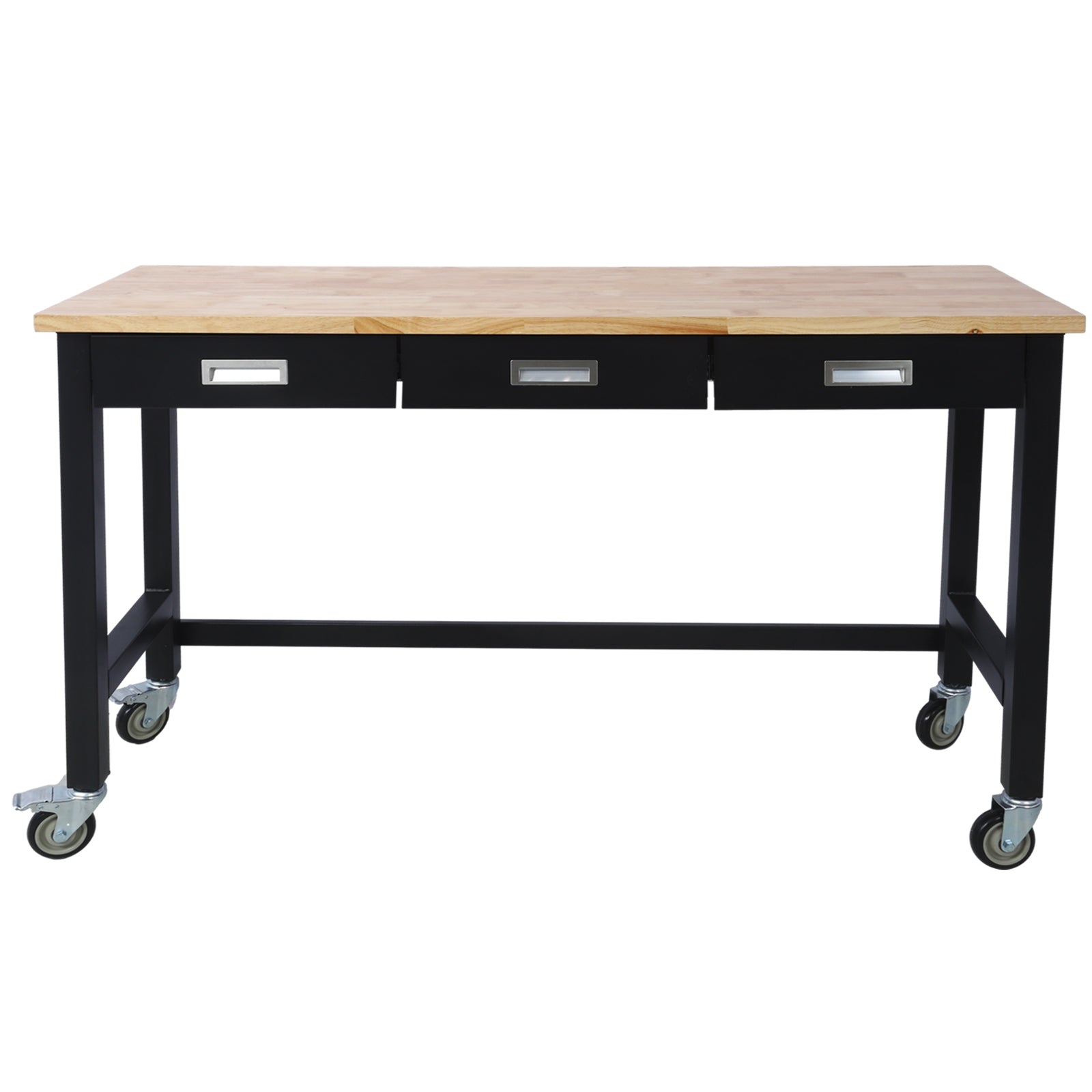 60" Rolling Bamboo Workbench with Drawer Storage for workshop, garage, storage, or utility use