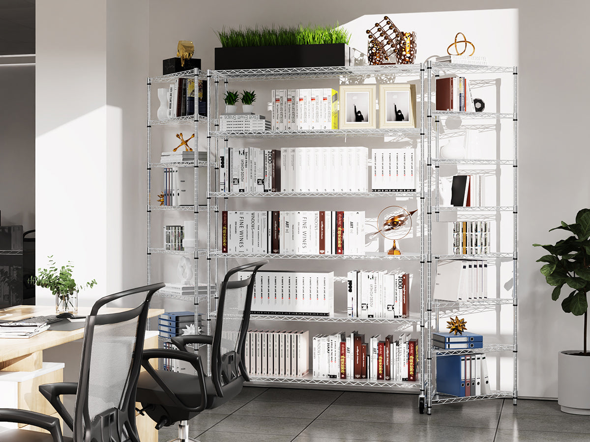 Heavy-Duty NSF Adjustable Wire Shelving Unit with Wheels & Shelf Liners for workshop, garage, storage, or utility use