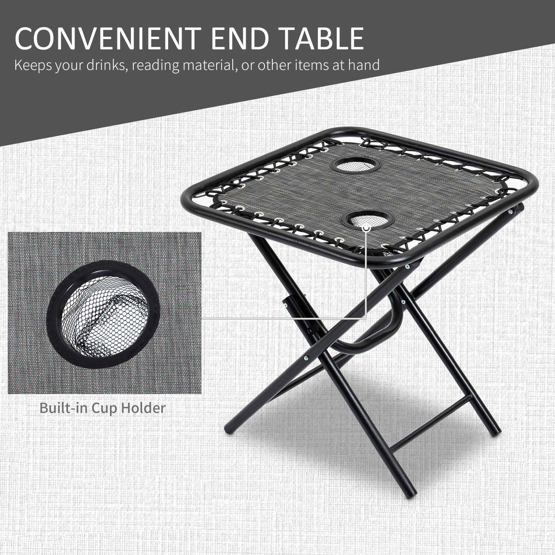 Outsunny Zero Gravity Chair Set with Side Table and Cup Holder detail image 14