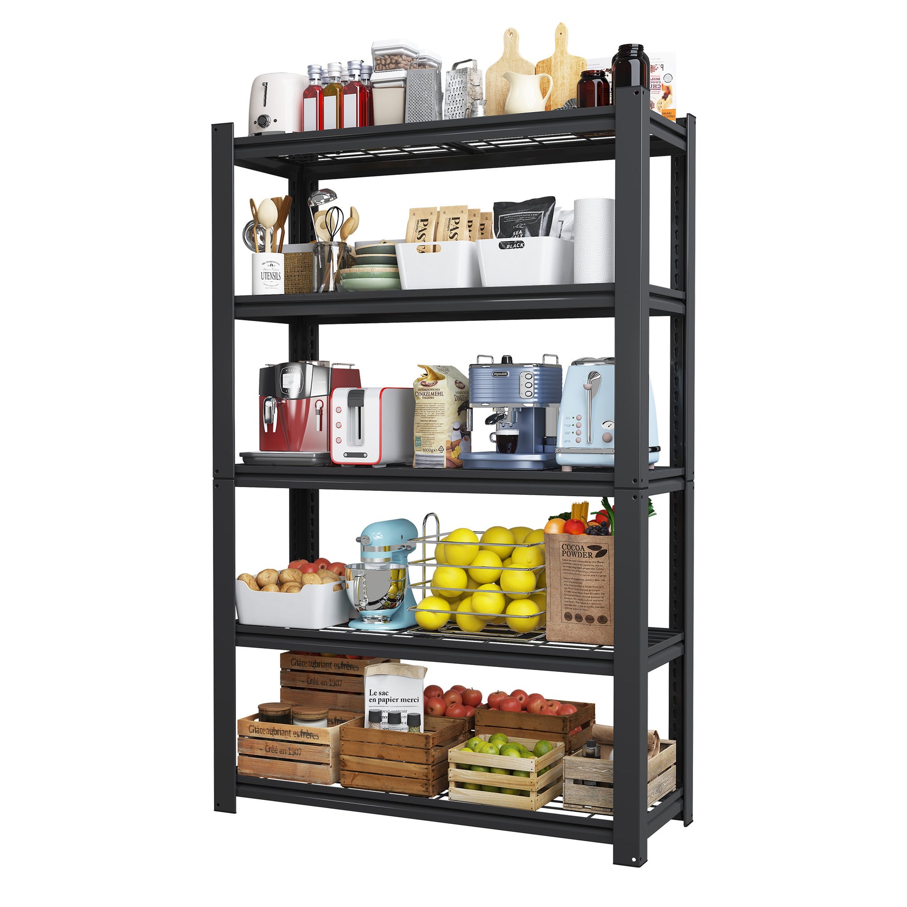 Industrial Heavy Duty Adjustable Metal Mesh Storage Shelving Unit for workshop, garage, storage, or utility use