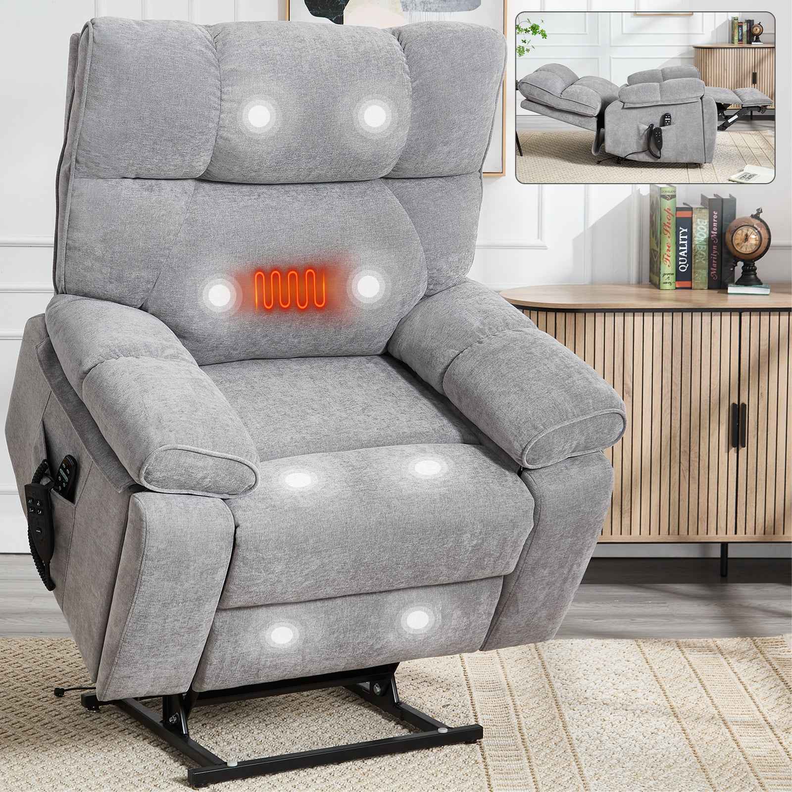 Dual-Motor Power Lift Recliner with Heat & Massage, 350 lb Capacity detail image 129