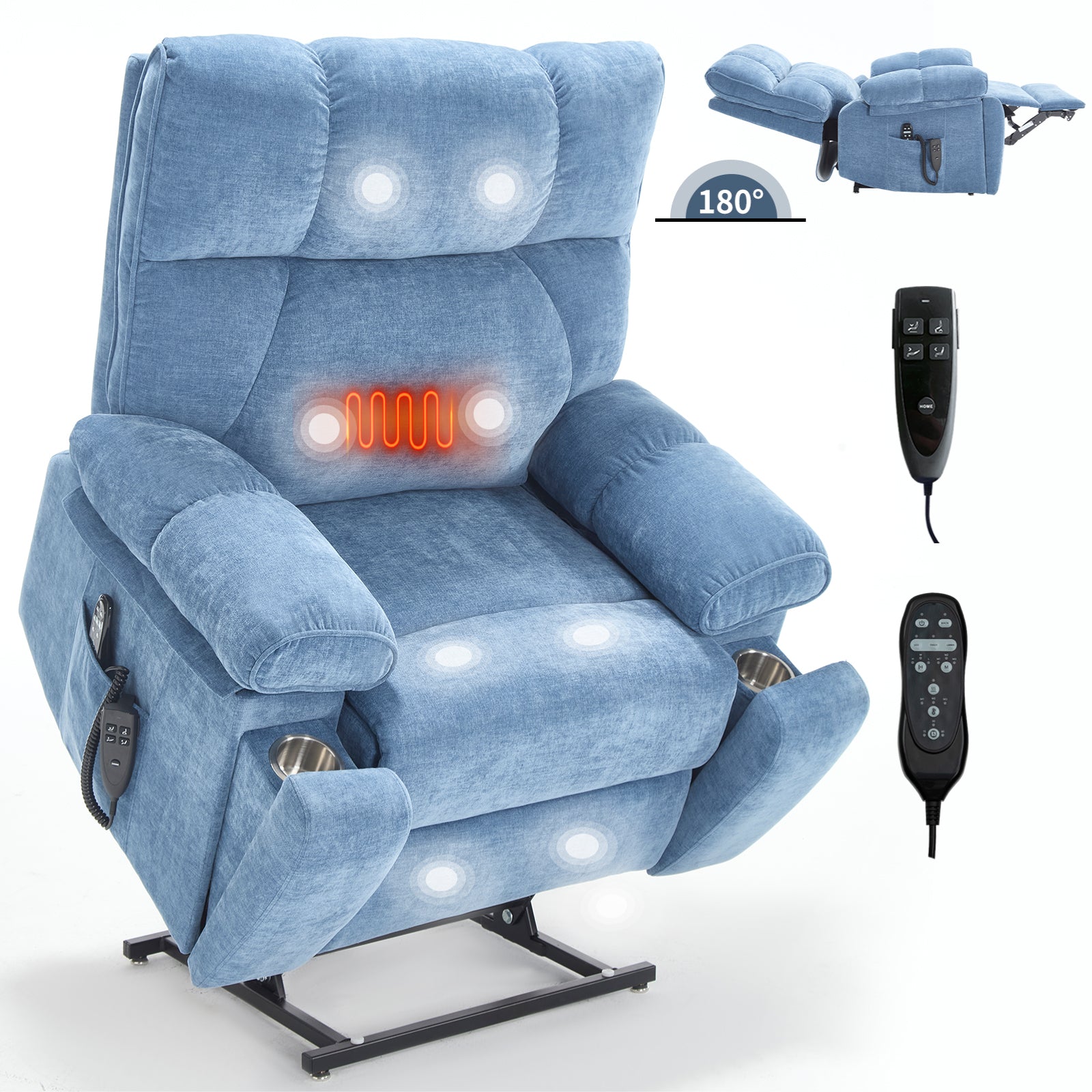 Dual-Motor Power Lift Recliner with Heat & Massage, 350 lb Capacity detail image 56