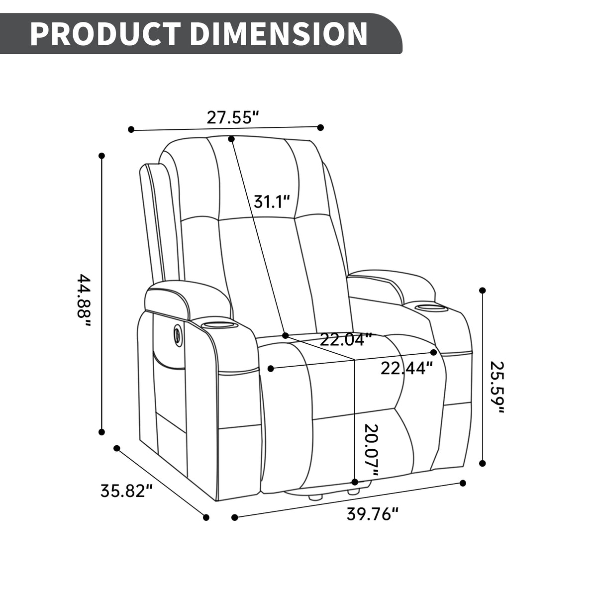 PU Infinite Position Up to 350 lb Single Motor Power Lift Recliner Chair detail image 17