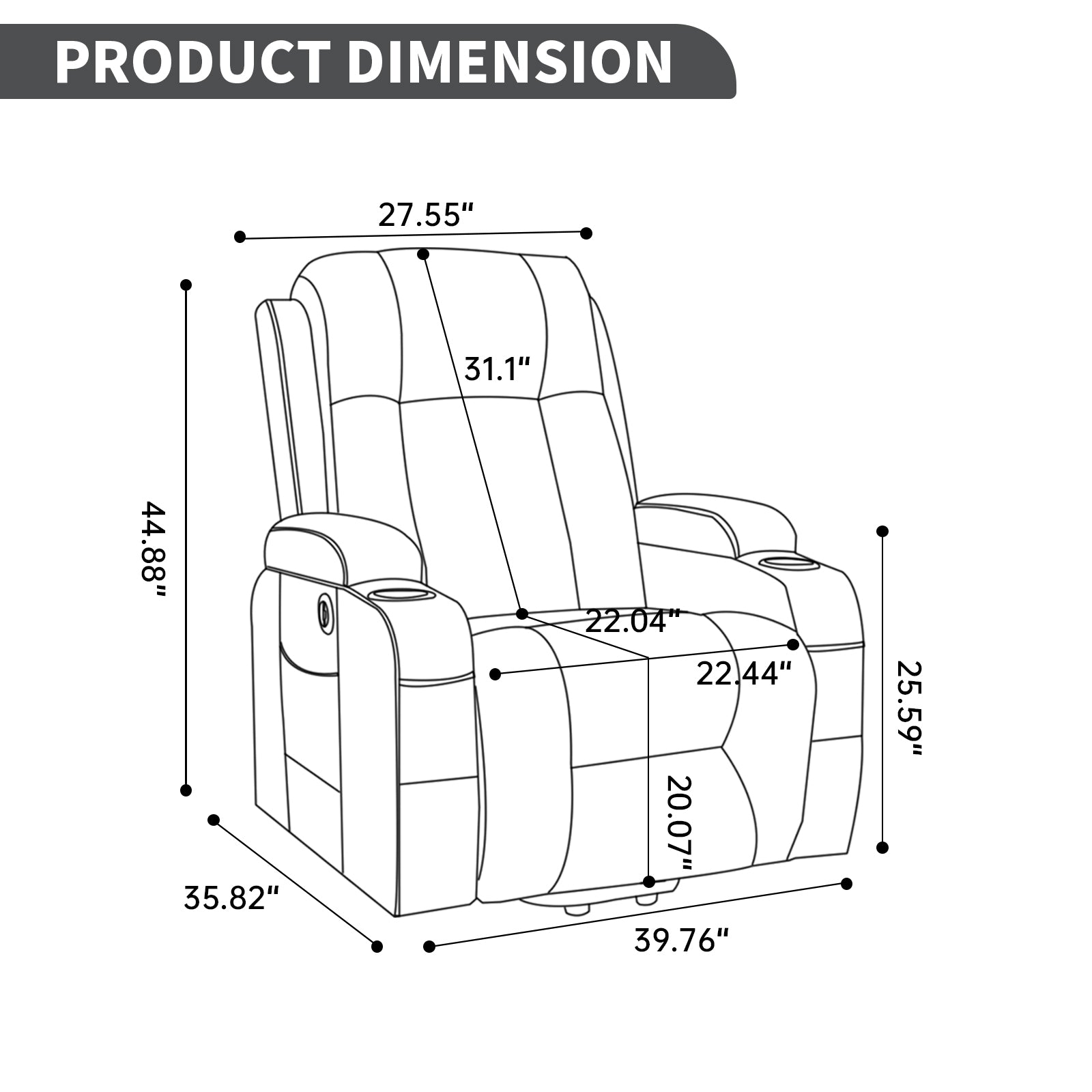 PU Infinite Position Up to 350 lb Single Motor Power Lift Recliner Chair detail image 17