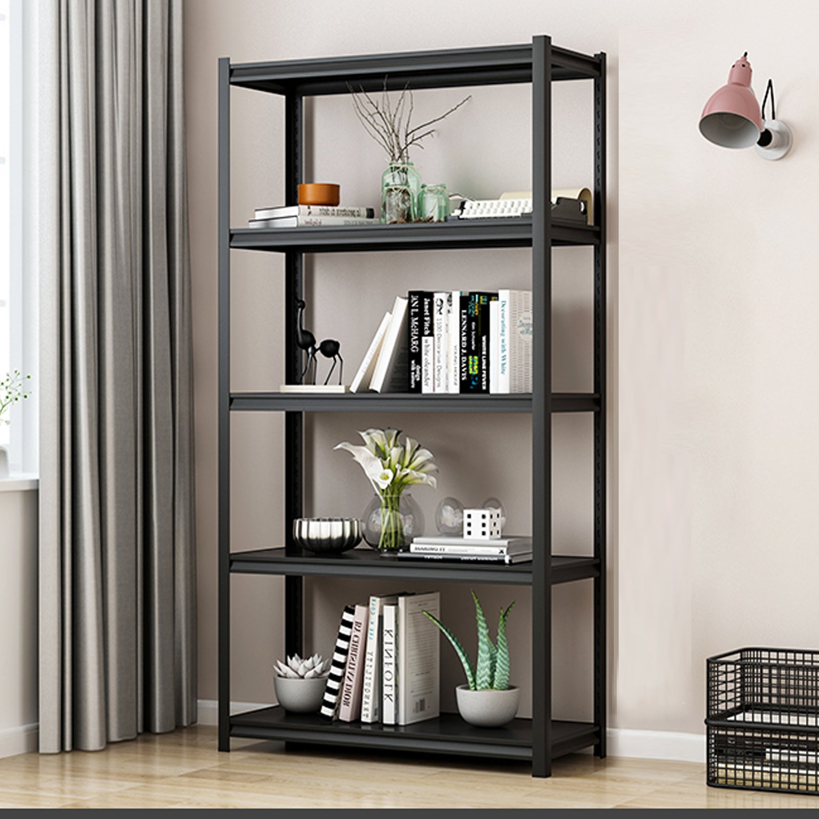 Industrial Heavy-Duty 5-Tier Adjustable Metal Shelving Unit for workshop, garage, storage, or utility use