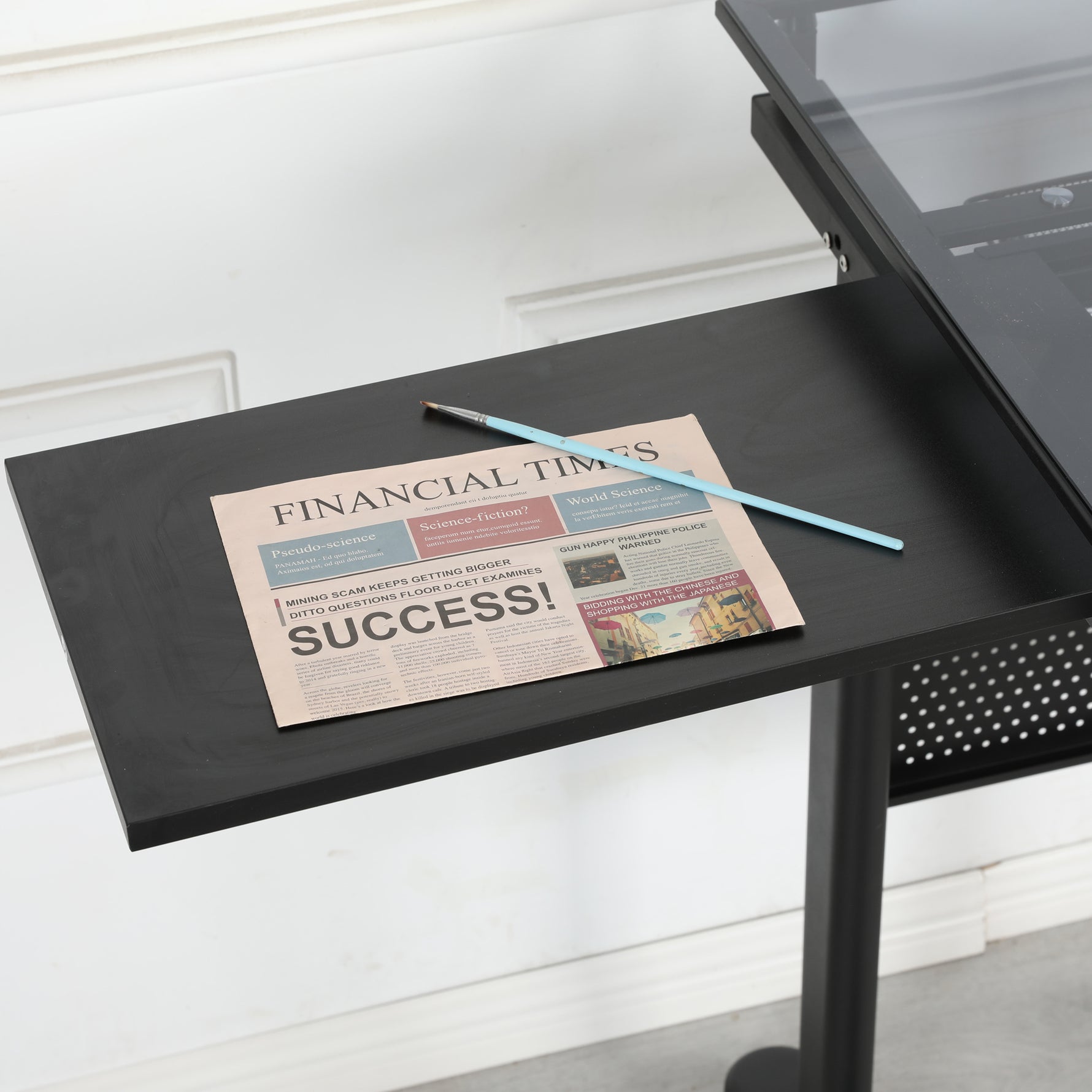 Hand Crank Adjustable Drafting Table with Drawers & Stool hobby and puzzle table