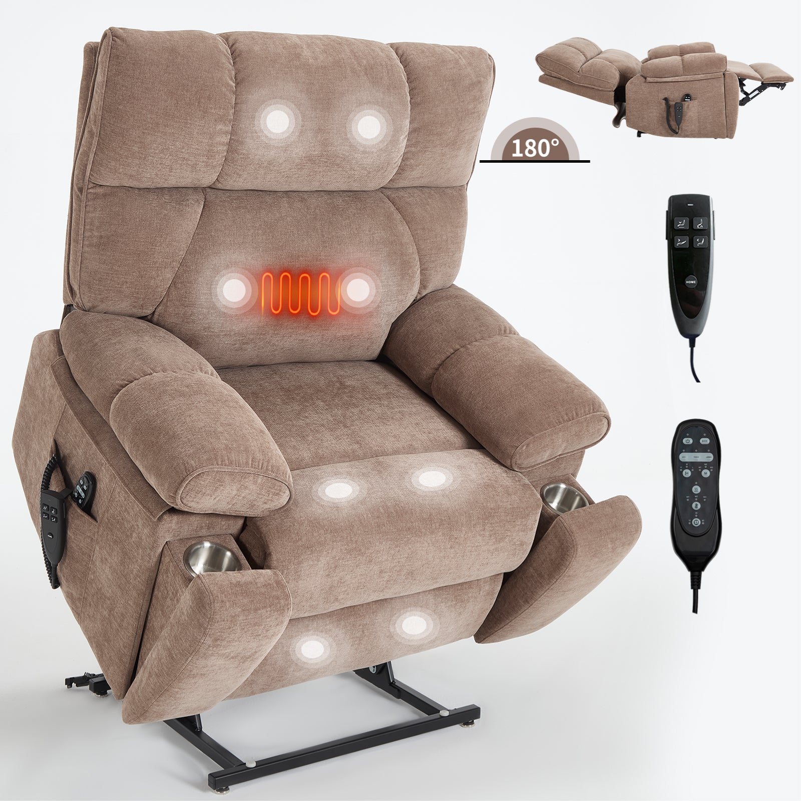 Dual-Motor Power Lift Recliner with Heat & Massage, 350 lb Capacity detail image 79