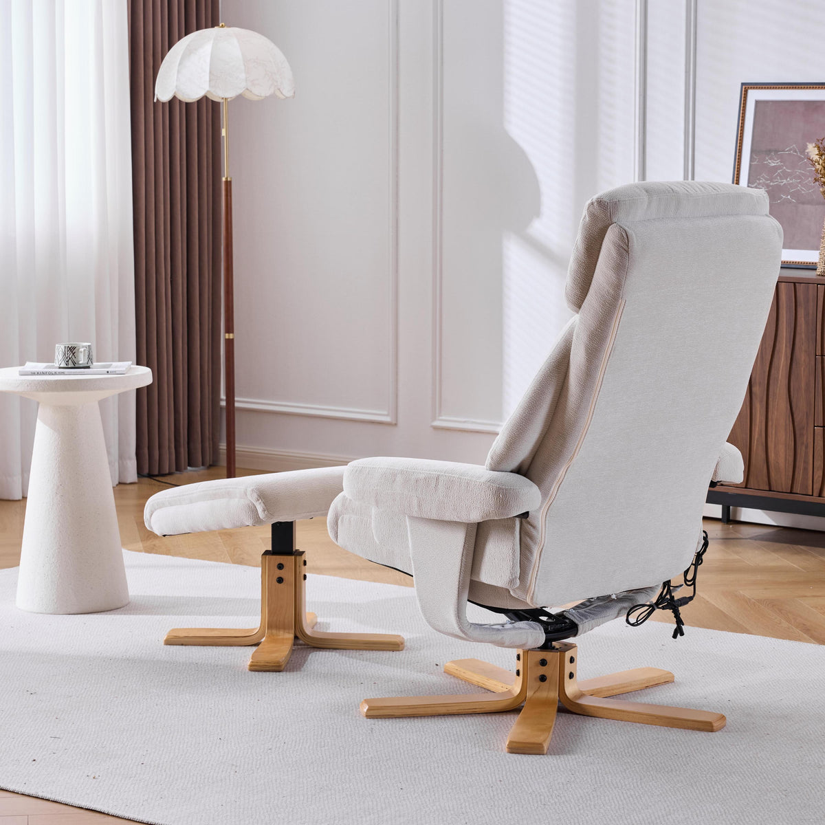 Modern Heated Massage 360° Swivel Recliner Accent Chair with Ottoman, Ergonomic detail image 12