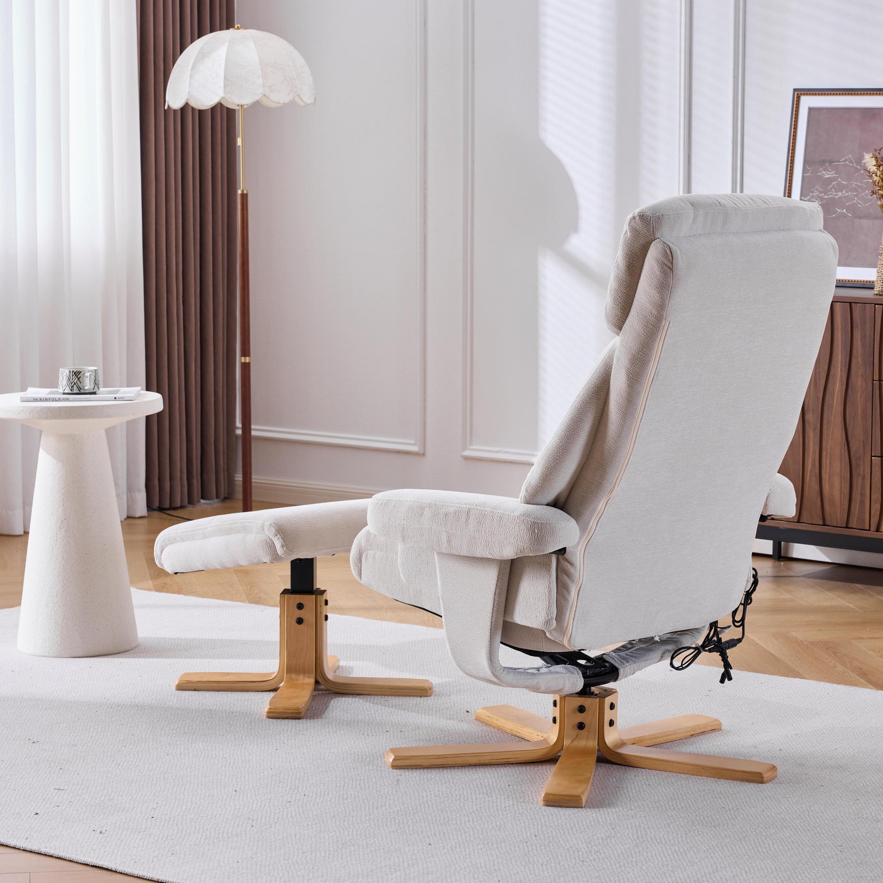 Modern Heated Massage 360° Swivel Recliner Accent Chair with Ottoman, Ergonomic detail image 12