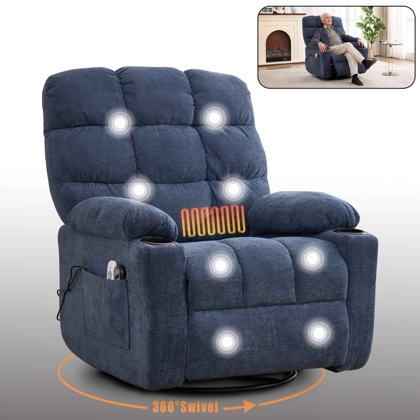 Fabric Heat & Massage Recliner detail image 4
