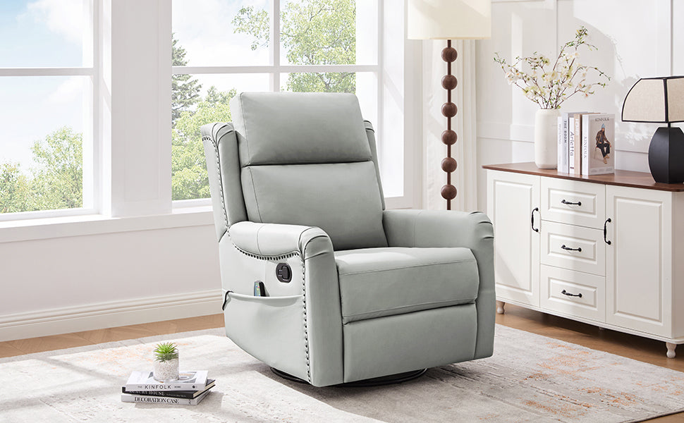 Modern Manual Recliner with 8-Point Massage and Heating, Swivel Rocking detail image 37