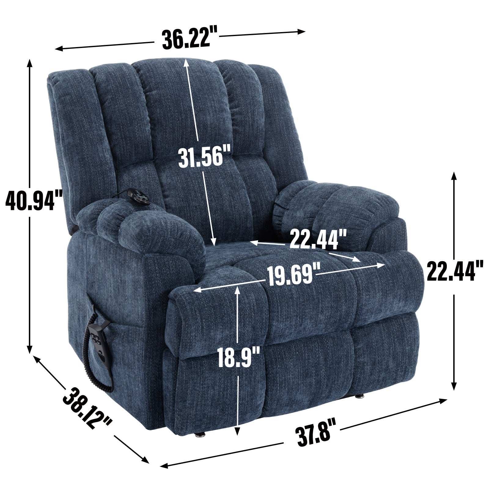 Dual-Motor Heat & Massage Power Lift Recliner, 350 lb Capacity detail image 25