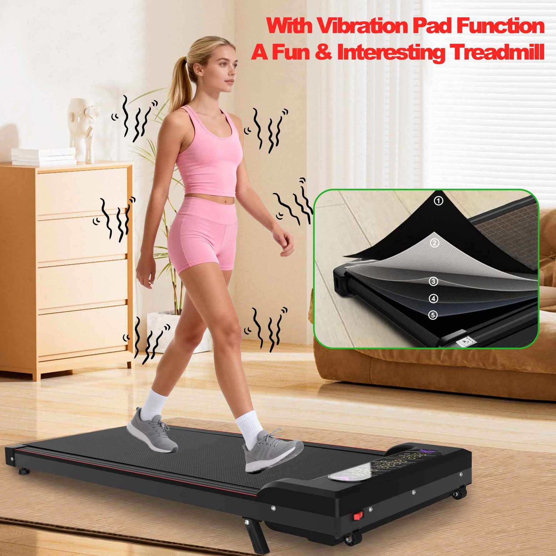 Foldable Under-Desk Walking Pad with Handlebar & Incline under-desk walking pad