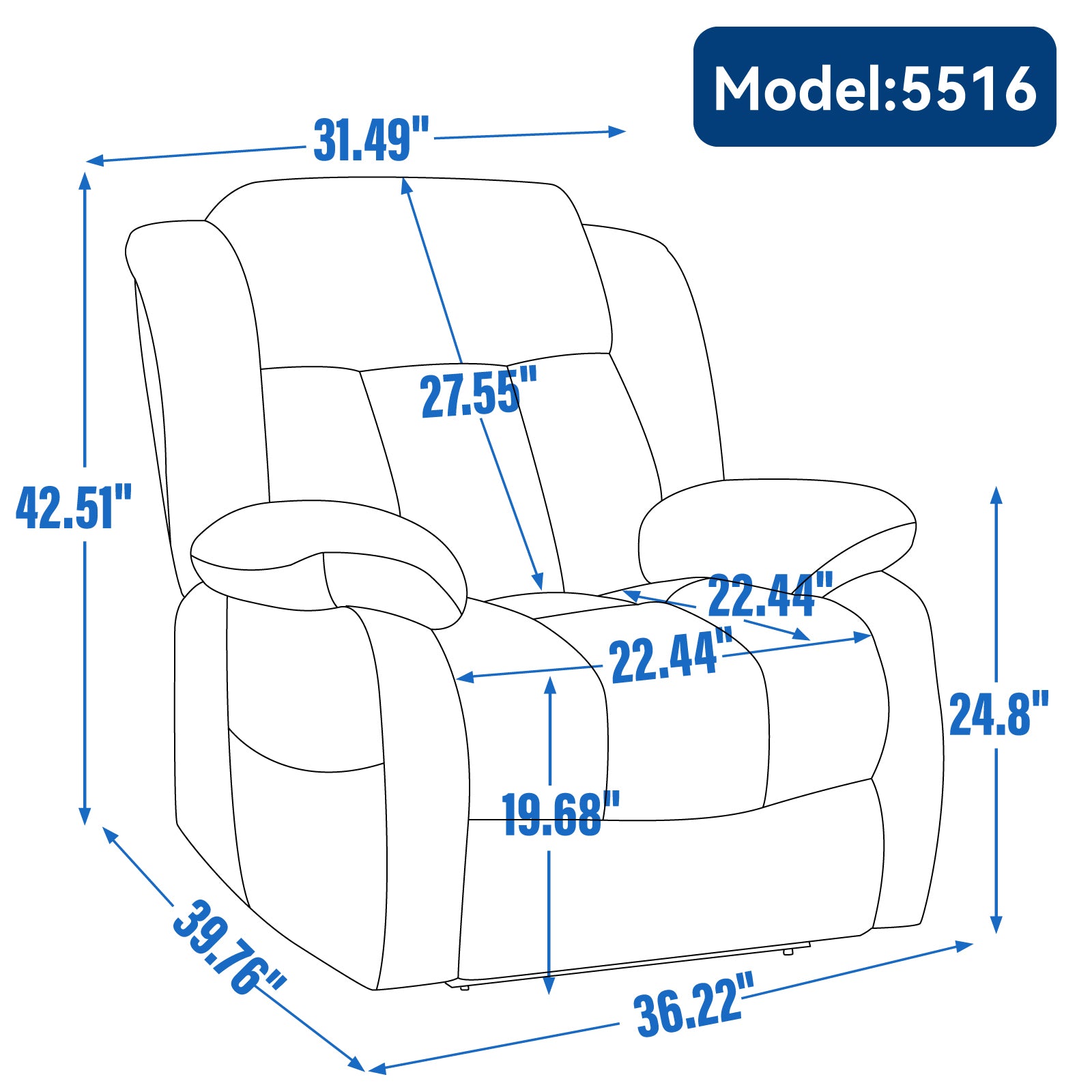 Dual-Motor Power Lift Genuine Leather Heat & Massage Recliner detail image 7