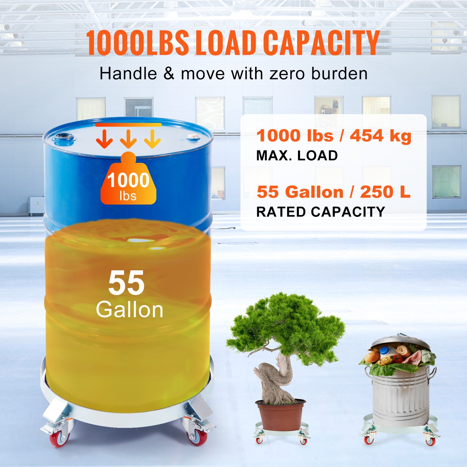 2PCS 55 Gallon Heavy Duty Drum Dolly, 1000 lb Load Capacity, Barrel Dolly Cart Drum Caddy for workshop, garage, storage, or utility use