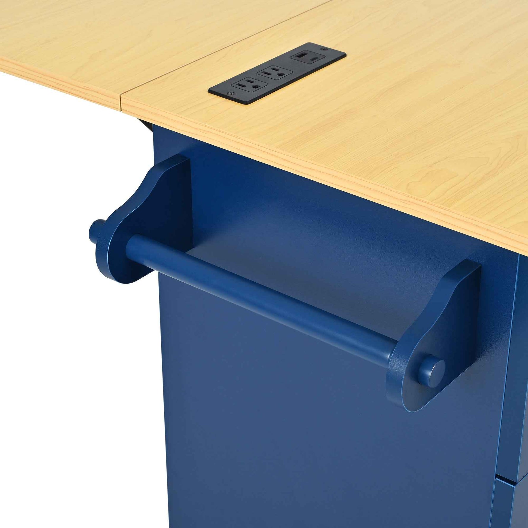 Farmhouse Kitchen Island with Drop Leaf, Power Outlet & 2 Seats product view 16
