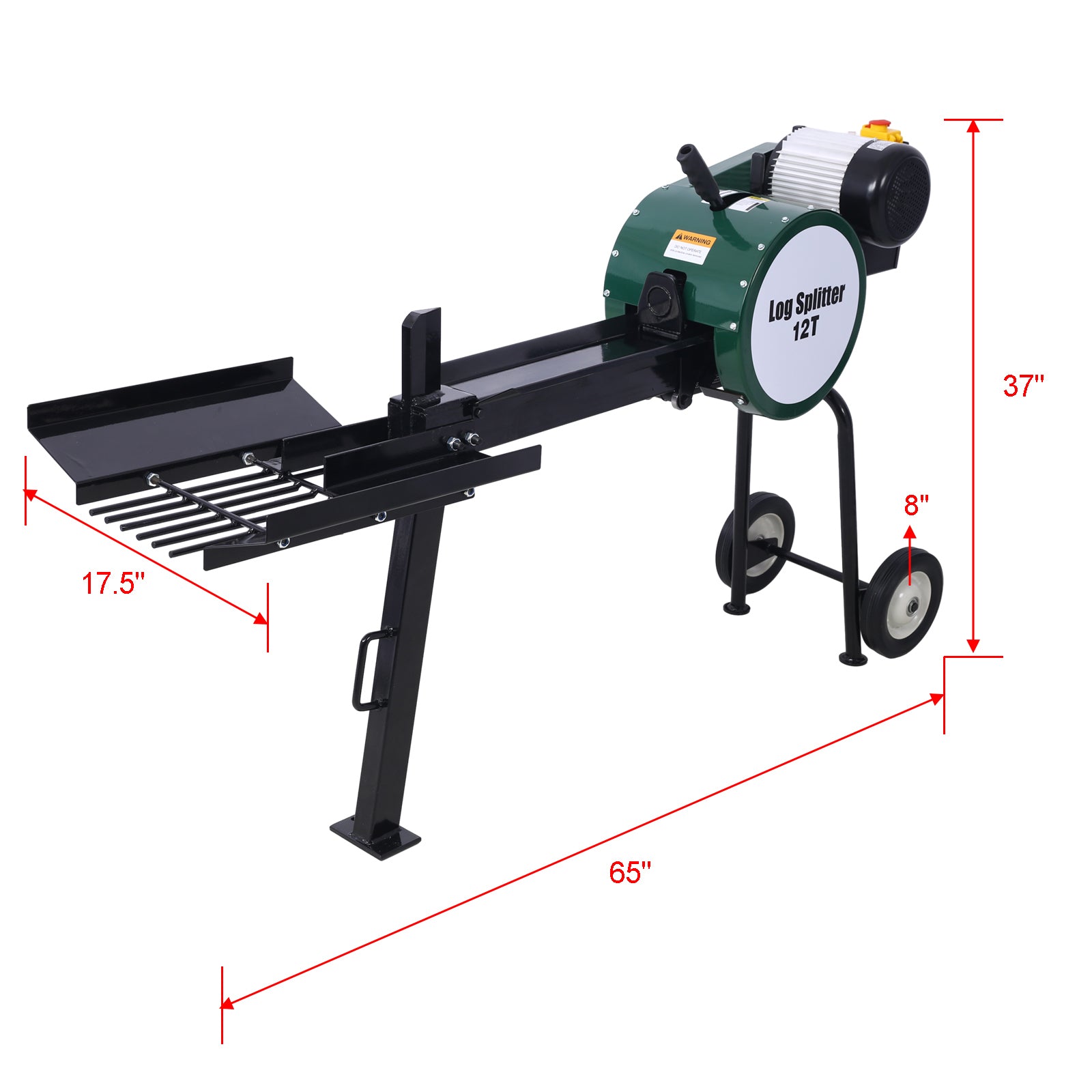 12-Ton Portable Electric Horizontal Log Splitter for workshop, garage, storage, or utility use