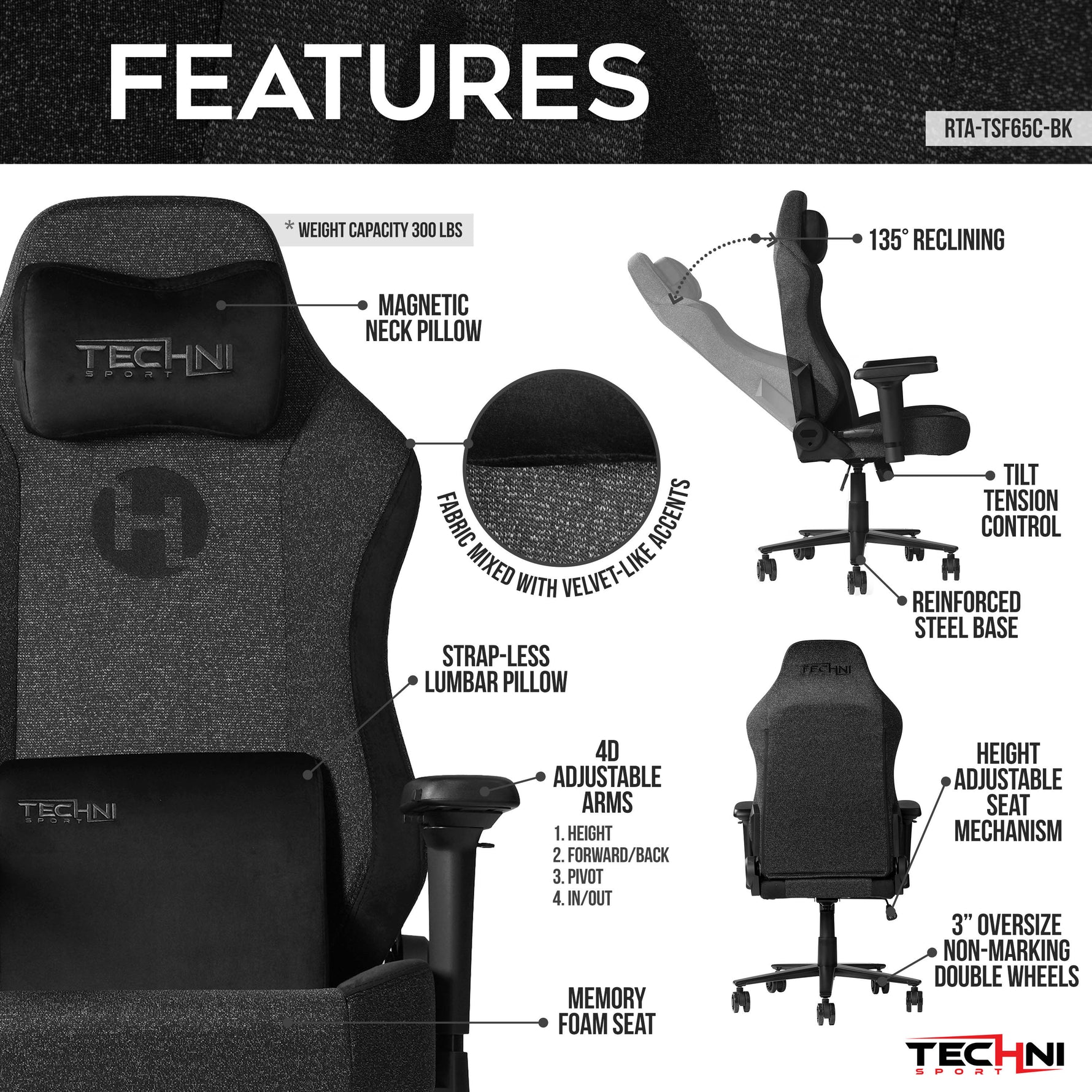 Techni Sport TSF65C Ergonomic Office Chair product image 4