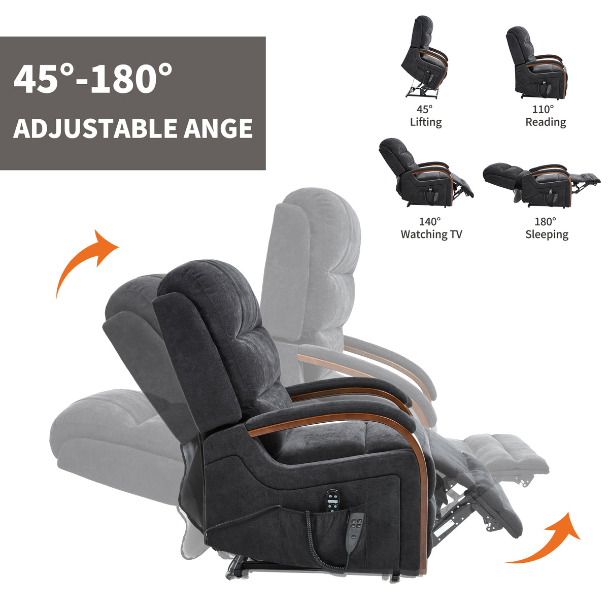 Power Chenille Lift Recliner Chair Dual Motor Infinite Position Up to 350 Pounds detail image 62