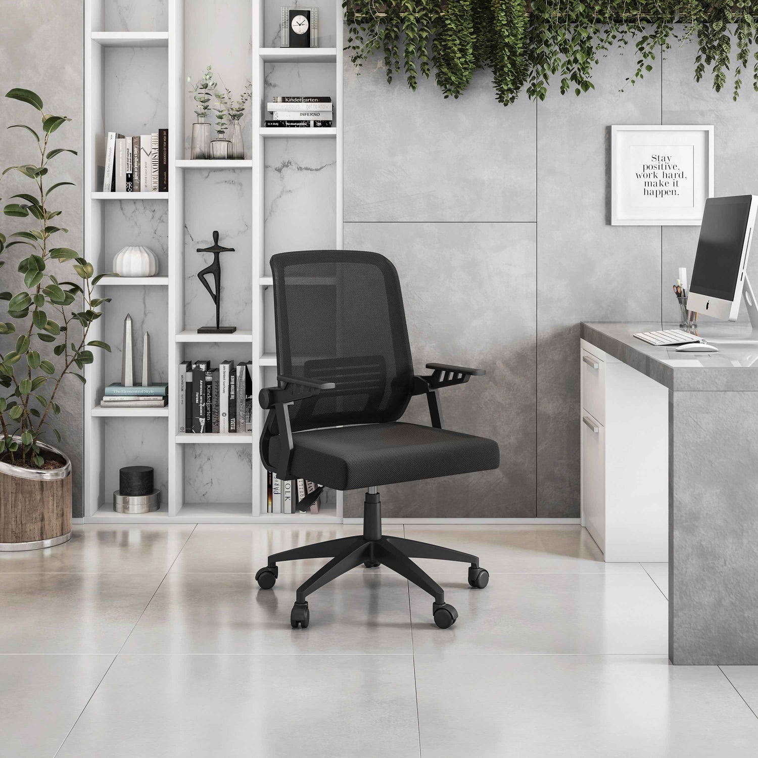 Techni Mobili Ergonomic Mesh Office Chair, Black for home office seating