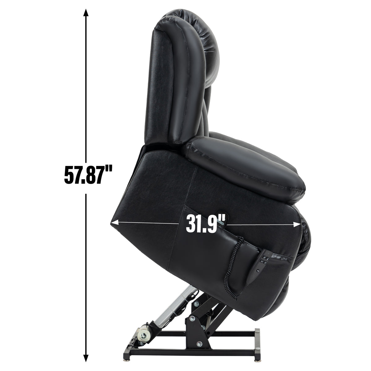 Dual-Motor Power Lift Genuine Leather Heat & Massage Recliner detail image 5