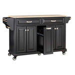 Rubberwood Drop-Leaf Kitchen Cart with 3 Drawers product view 20
