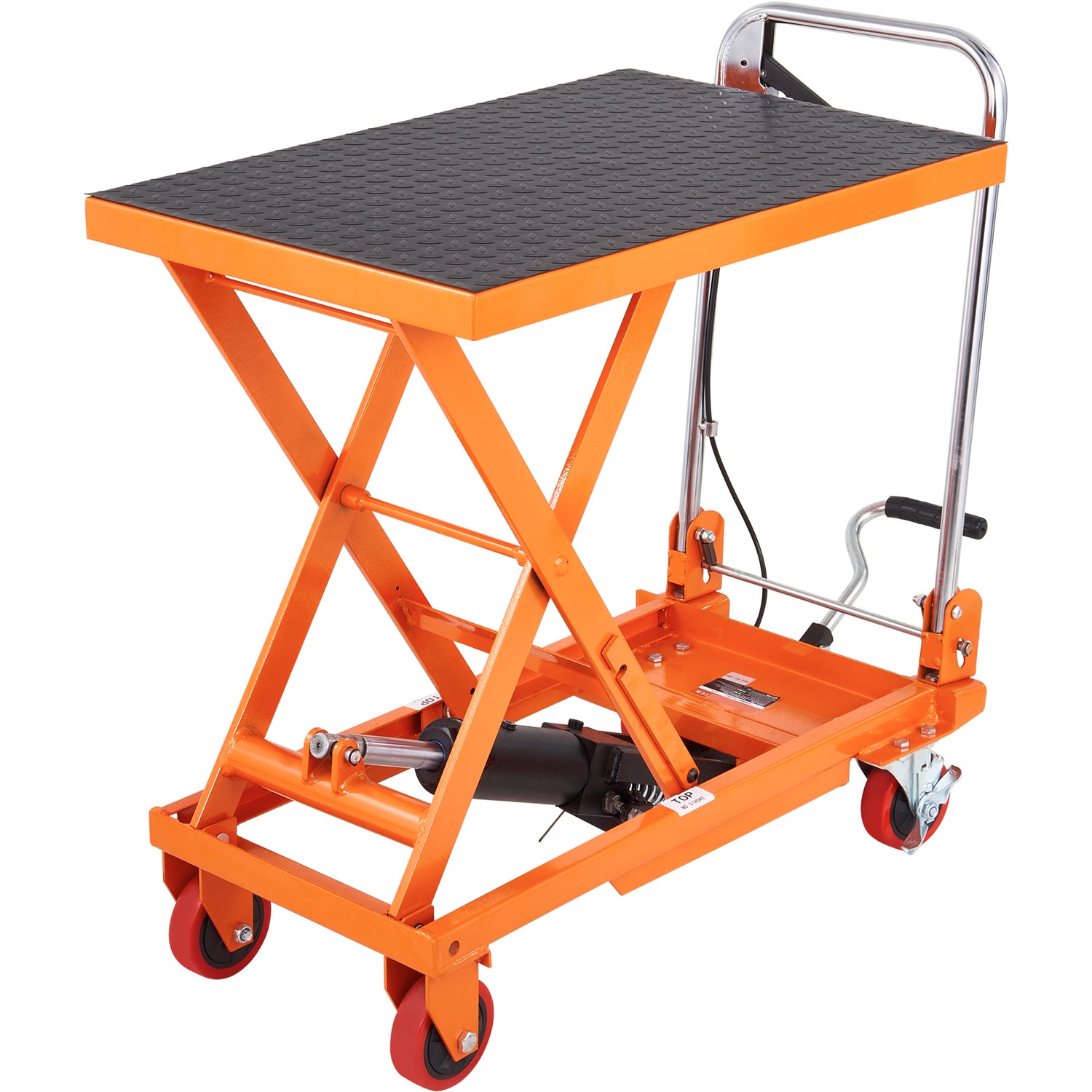 Manual Hydraulic Scissor Lift Table Cart with Non-Slip Pad for workshop, garage, storage, or utility use