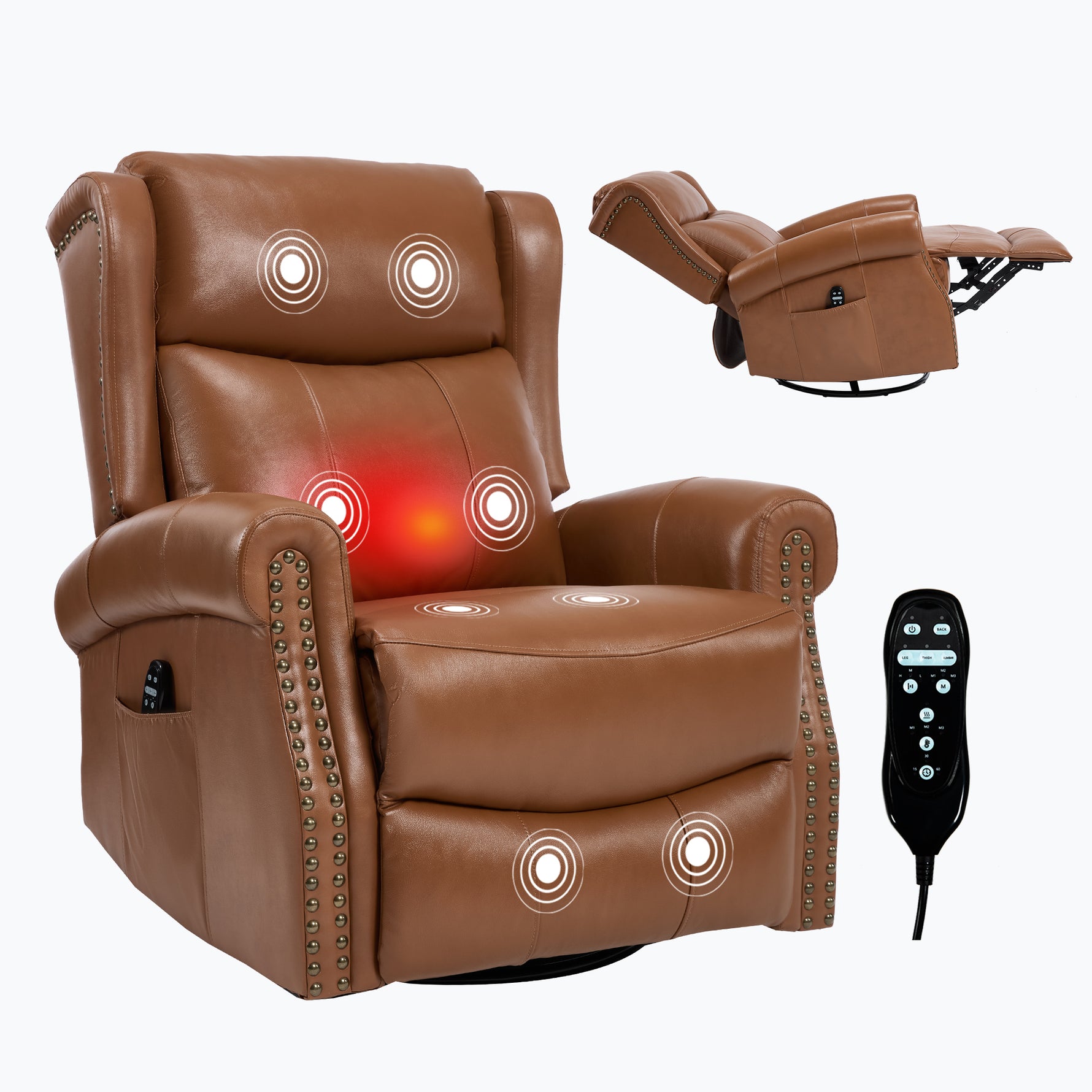 Heat Massage Manual Recliner Chair with Rocker and Swivel for Living Room detail image 38