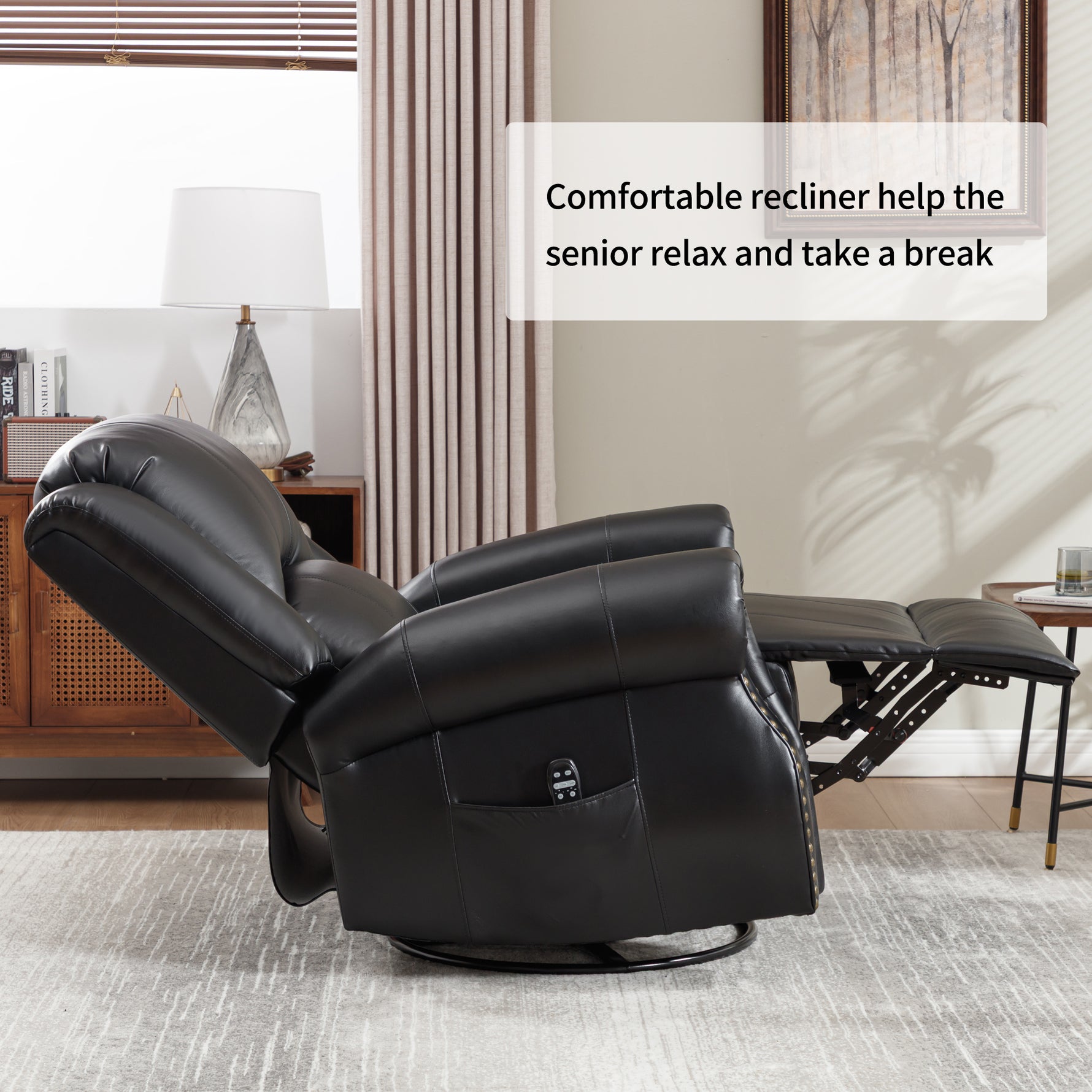 Heat Massage Manual Recliner Chair with Rocker and Swivel for Living Room detail image 104