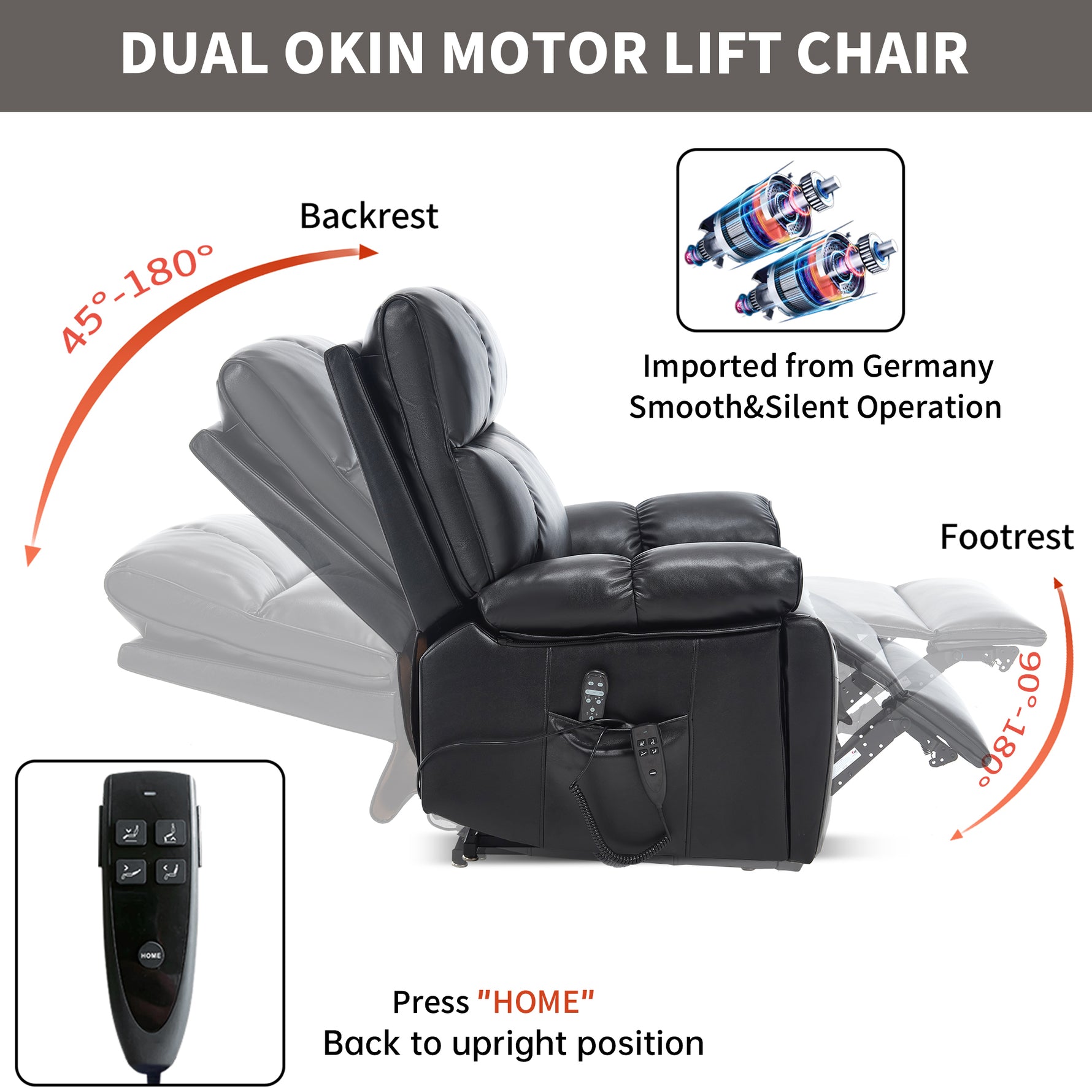 Dual-Motor Power Lift Recliner with Heat & Massage, 350 lb Capacity detail image 28