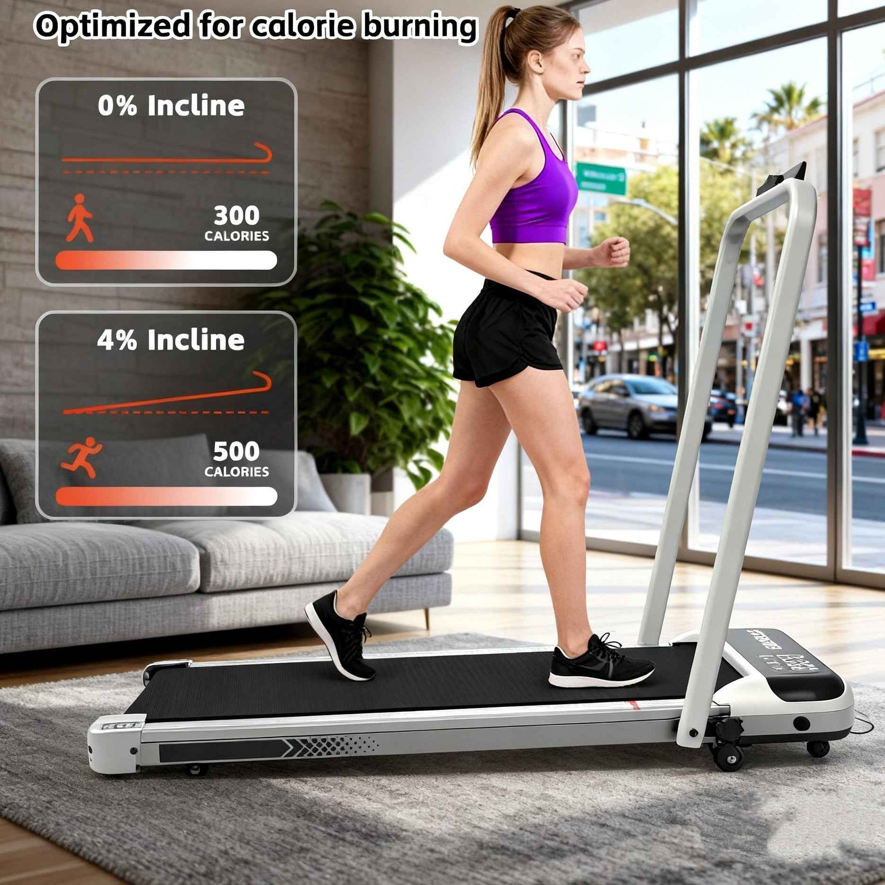 Foldable Under-Desk Walking Pad with Handlebar & Incline under-desk walking pad