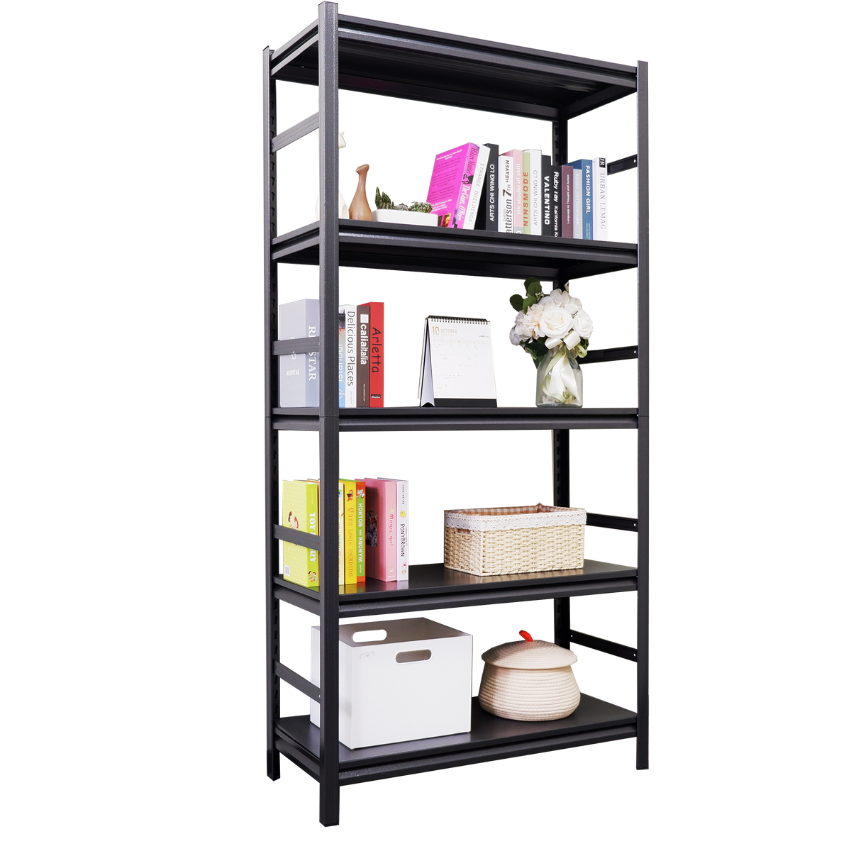 5-Tier Heavy-Duty Adjustable Metal Storage Rack for workshop, garage, storage, or utility use