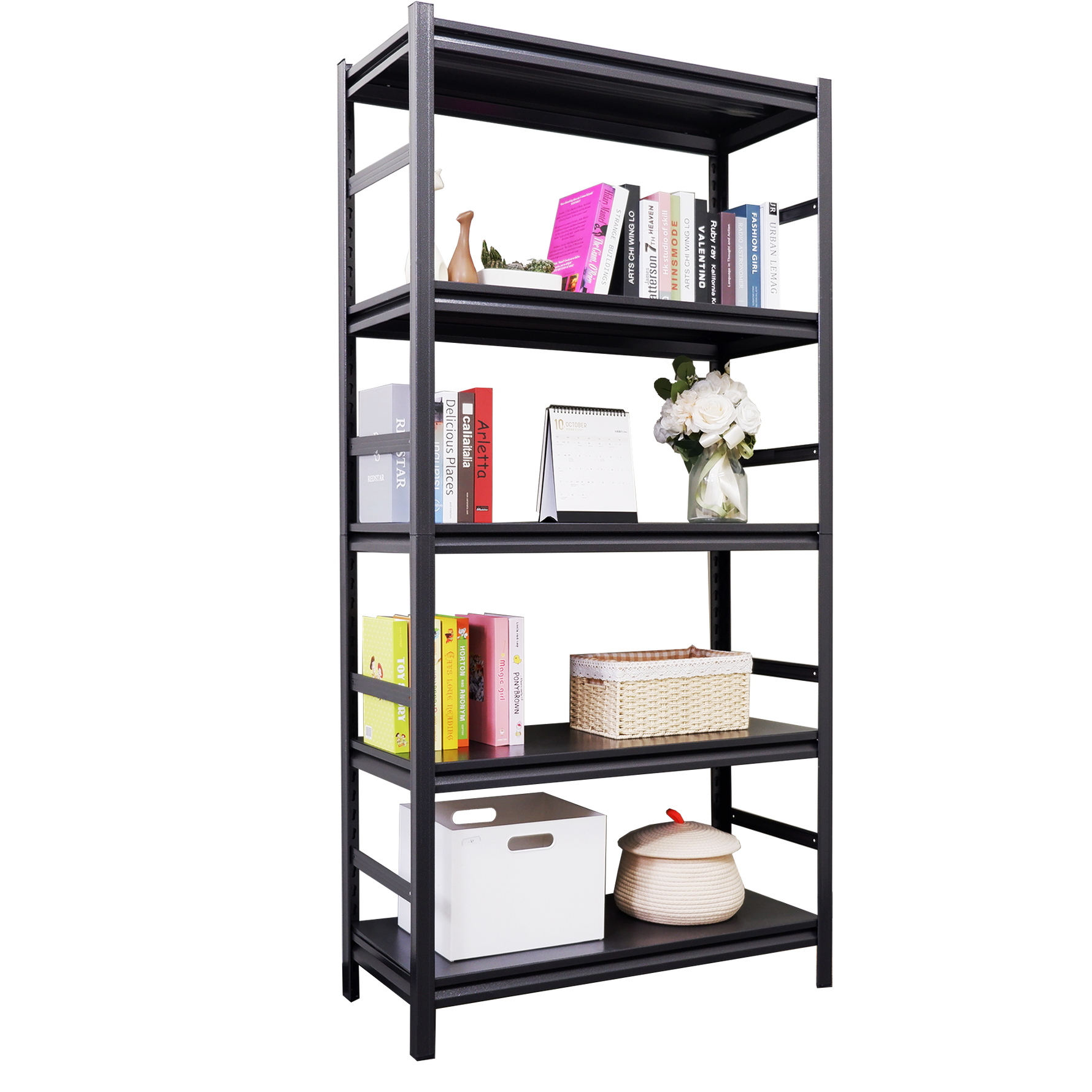5-Tier Heavy-Duty Adjustable Metal Storage Rack for workshop, garage, storage, or utility use