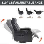Faux Leather Heat Massage Manual Recliner Chair with Rocker and Swivel for Living Room detail image 7