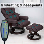8-Point Massage Recliner with Ottoman, Heated Reclining Chair, Bent Wood Base detail image 20