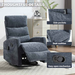 Heat Massage Manual Recliner Chair with Rocker and Swivel in Fabric for Living Room detail image 16