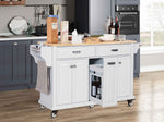 Rubberwood Drop-Leaf Kitchen Cart with 3 Drawers product view 6