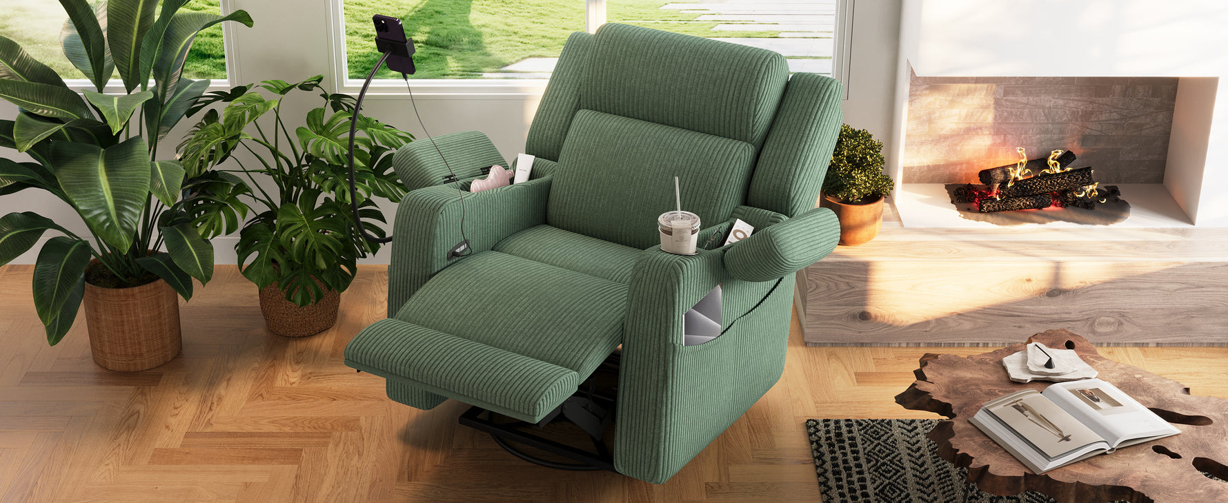 Electric Power Recliner Chair with Heat and Massage, 270° Swivel detail image 50