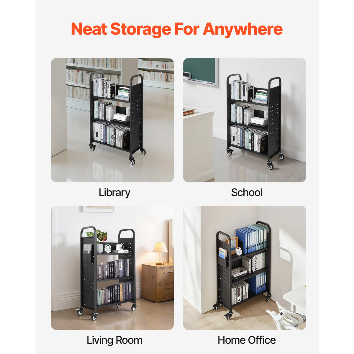 Heavy-Duty Rolling Utility Service Cart with 360° Swivel Wheels for workshop, garage, storage, or utility use