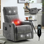 Heat Massage Manual Recliner Chair with Rocker and Swivel in Fabric for Living product image