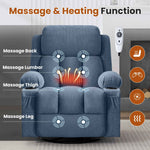 Swivel Rocker Recliner Chair with Vibration Massage, Heat, USB Port and Cup Holderrs detail image 16