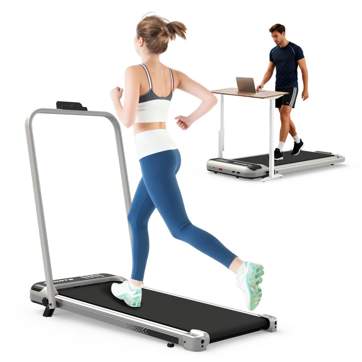 Foldable Under-Desk Walking Pad with Handlebar & Incline under-desk walking pad