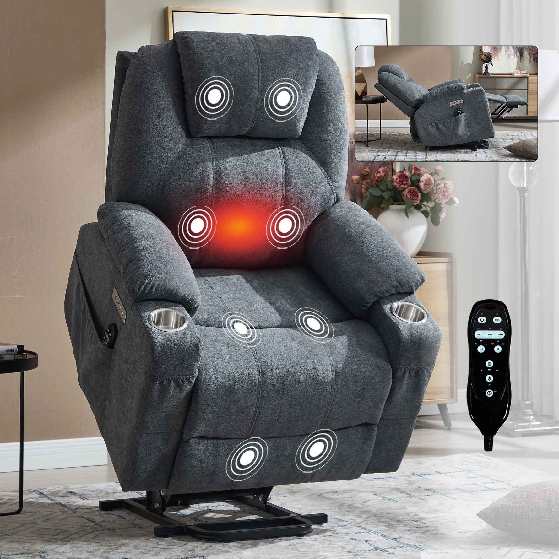 Dual-Motor Leather-Air Power Lift Recliner detail image 21