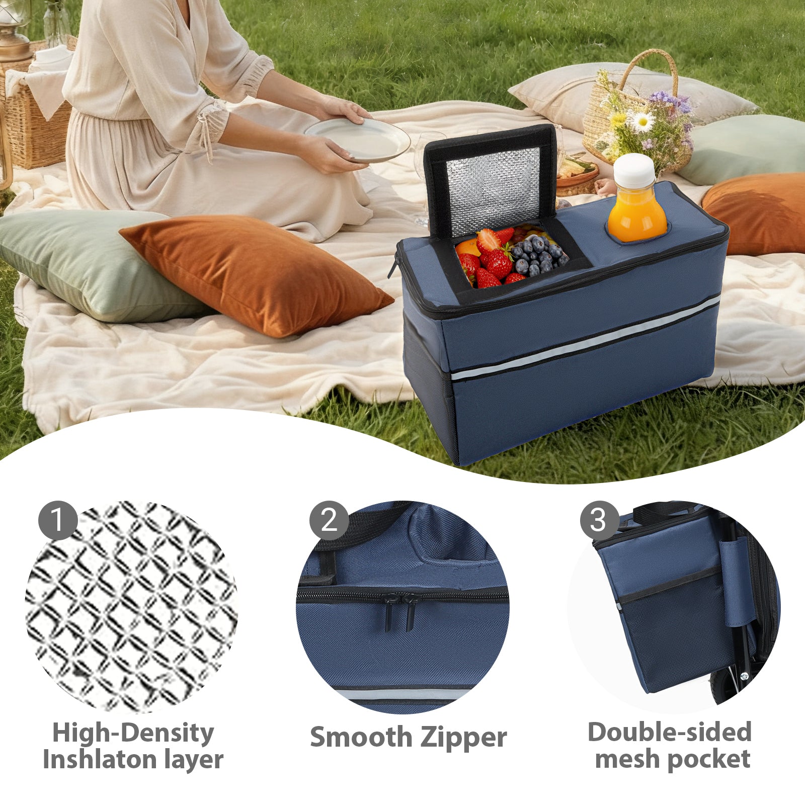 3-in-1 Folding Wagon Cart with Bench Seat & Storage for workshop, garage, storage, or utility use