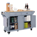 Rubberwood Drop-Leaf Kitchen Cart with 3 Drawers product view 31