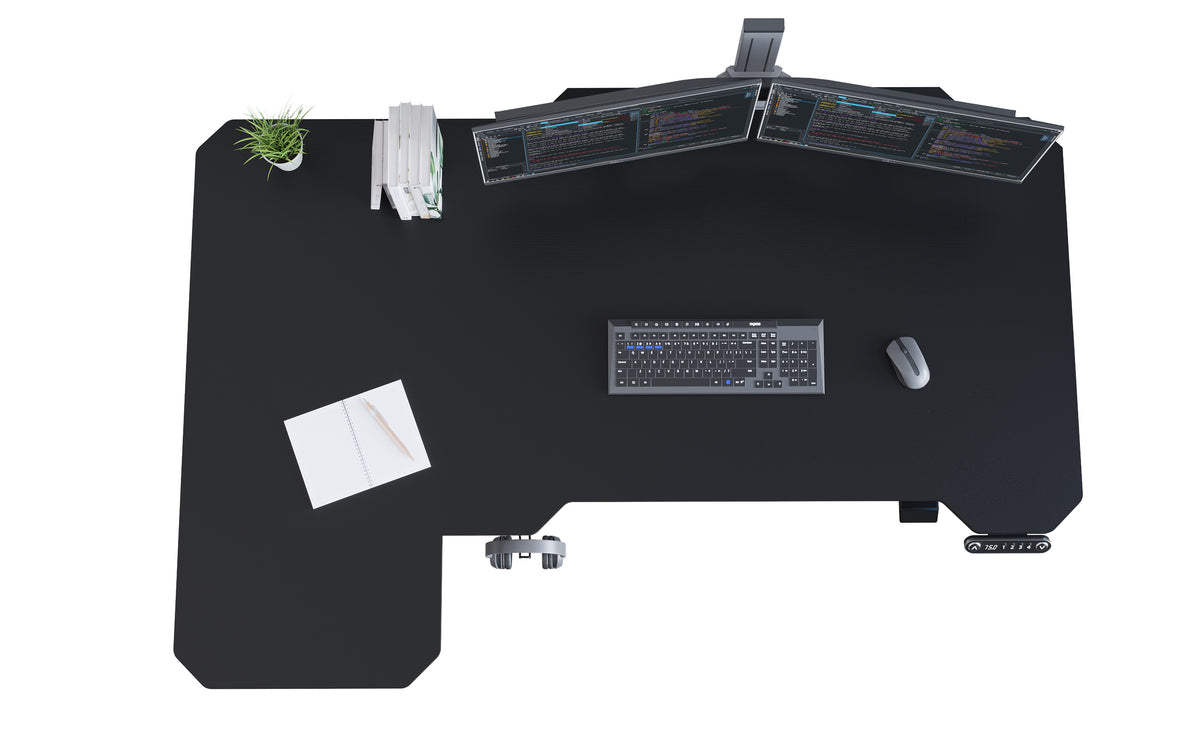 L-Shaped 59" Electric Standing Desk workspace desk setup