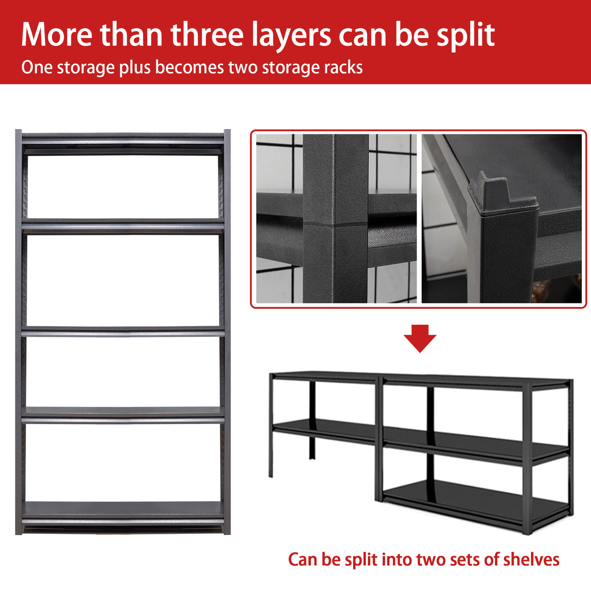 Industrial Heavy-Duty 5-Tier Adjustable Metal Shelving Unit for workshop, garage, storage, or utility use